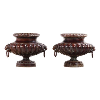 Rare Pair of French Enameled Alfred Corneau Urns, C. 1880. Signed For Sale