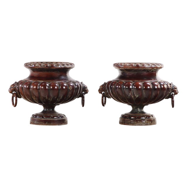 Rare Pair of French Enameled Alfred Corneau Urns, C. 1880. Signed For Sale
