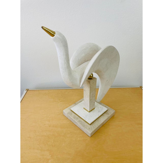 Stone Vintage 1980s Pair of Maitland Smith Tessellated Stone Stylized Bird Statues For Sale - Image 7 of 15