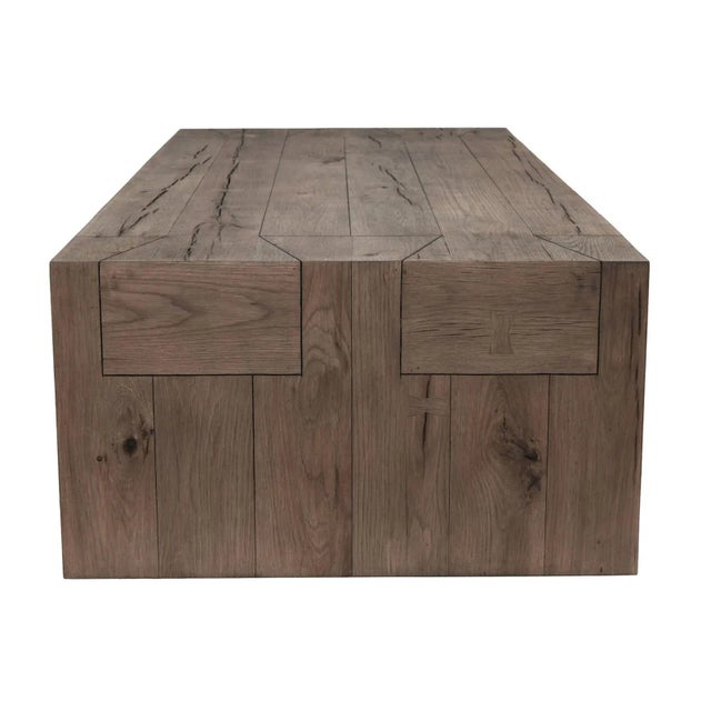 Farmhouse Natural Rustic Oak Beam Coffee Table For Sale - Image 3 of 9