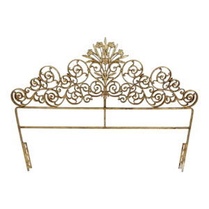 1960s Maison Jansen Style French Floral Full Size Headboard - Newly Painted & Hand Gilt by Turtle and Crane