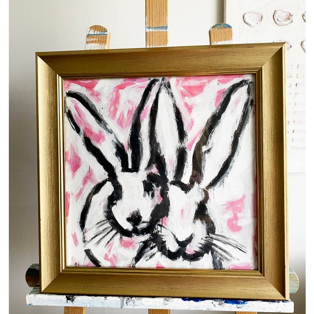 Boho Chic Bunny Hop Acrylic Painting: Original Framed Art, Victorian Gold by Tatiana Duperault For Sale - Image 3 of 5