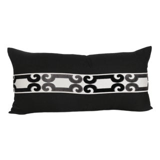 Designer Black Velvet Large Lumbar Pillow Cover 15x31 For Sale
