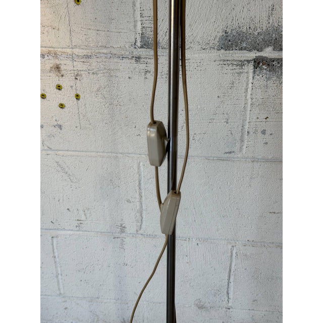 Gray 1970s Mid-Century Modern Brushed Steel Dual Globe Floor Lamp For Sale - Image 8 of 12