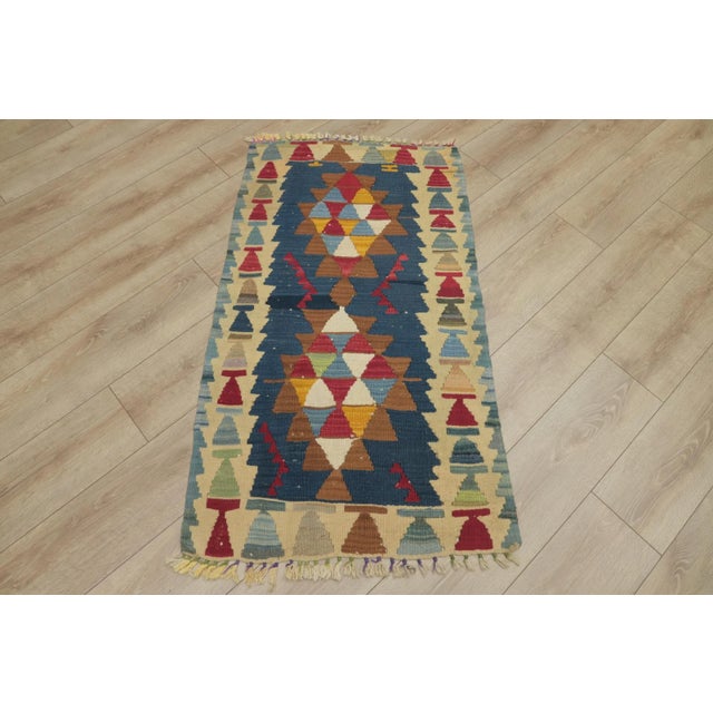 1960s Farmhouse Style Blue Anatolian Cappadocia Kilim Rug For Sale - Image 13 of 13