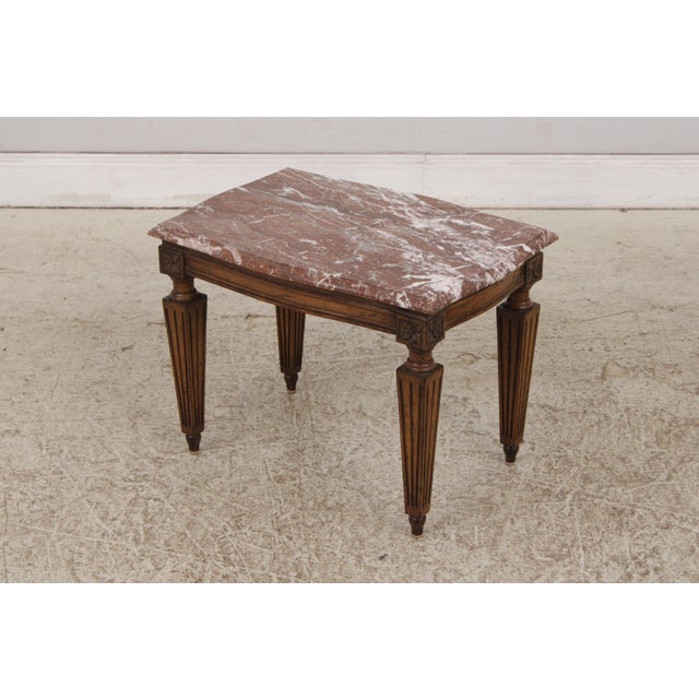 Pair Vintage Italian Neoclassical Marble Top Occasional Tables For Sale - Image 4 of 15