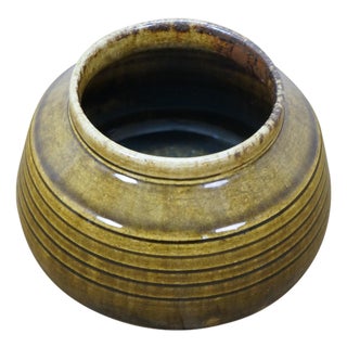 Thai Celadon Studio Art Pottery Ribbed Beehive Vase Pot Cachepot Jar 6" For Sale