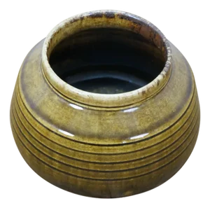 Thai Celadon Studio Art Pottery Ribbed Beehive Vase Pot Cachepot Jar 6"