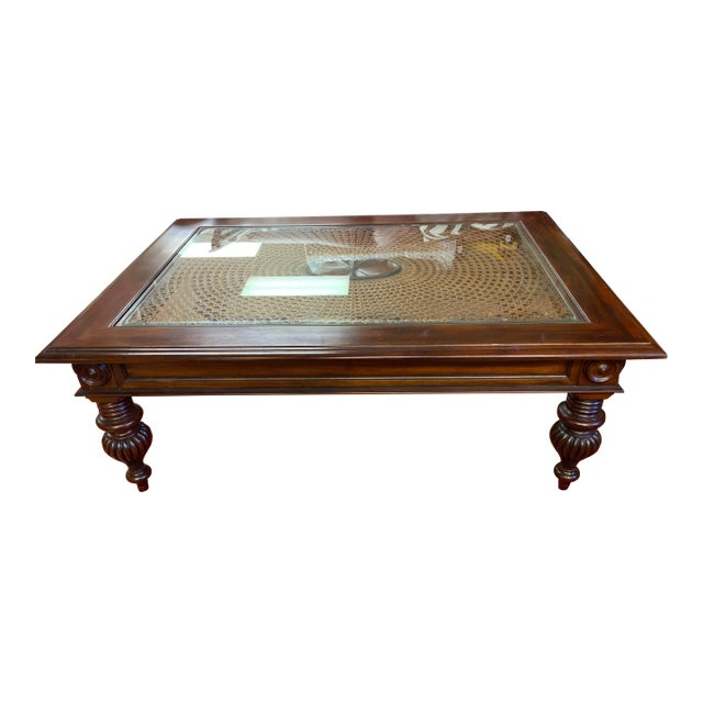 20th Century Ethan Allen Caned Top Coffee Table For Sale