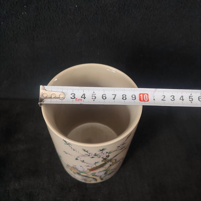 Ceramic Chinese Ceramic Pot,Tongzhi Marked Famille Rose Porcelain Brush Pot Hand Painted Flowers and Birds Pattern For Sale - Image 7 of 11