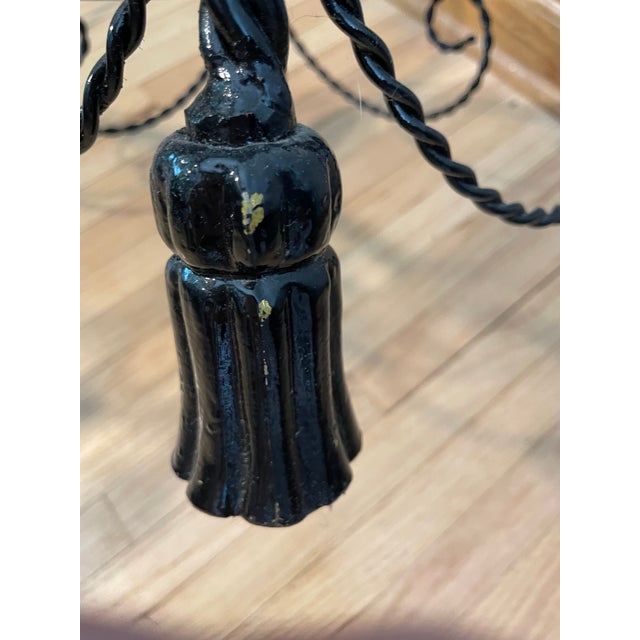 Italian Hollywood Tiered Rope and Tassel Table Plant Stand Iron For Sale - Image 9 of 10