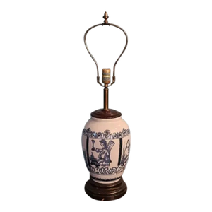 Late 20th Century Williamsburg Delft Large "London Jar" Vase Lamp Made by Oud in Holland L-6