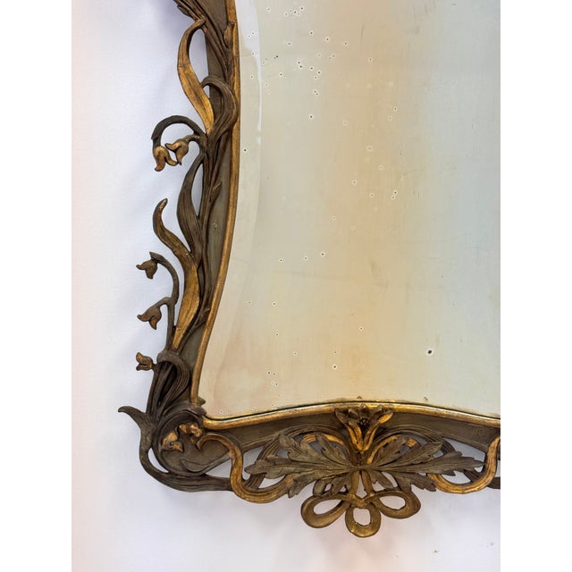 Bronze Swedish Art Nouveau Gilt Plaster Mirror With Floral Decoration, Circa 1890 For Sale - Image 8 of 18
