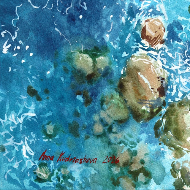 Crystal Laguna - Original Coastal Landscape Watercolor Painting on Paper For Sale - Image 4 of 6