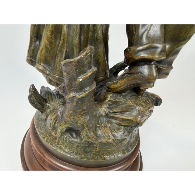 Antique 19th Century French Patinated Bronzed Spelter Jour de Fete Sculpture by L. & F. Moreau For Sale - Image 14 of 17