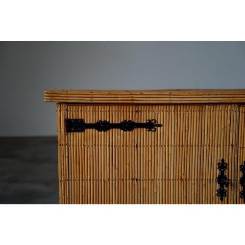 Brown French Bamboo Sideboard with Wrought Iron Details, 1950s For Sale - Image 8 of 15