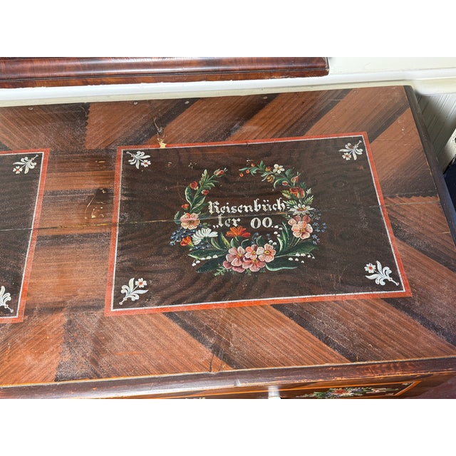Wood 1900-1909 Eastern German Folk Art Marriage Chest For Sale - Image 7 of 17