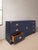 Young Manufacturing 1970s Professionally Refinished Young Solid Oak Campaign Dresser Credenza, Navy Blue, Brass Hardware For Sale - Image 4 of 11