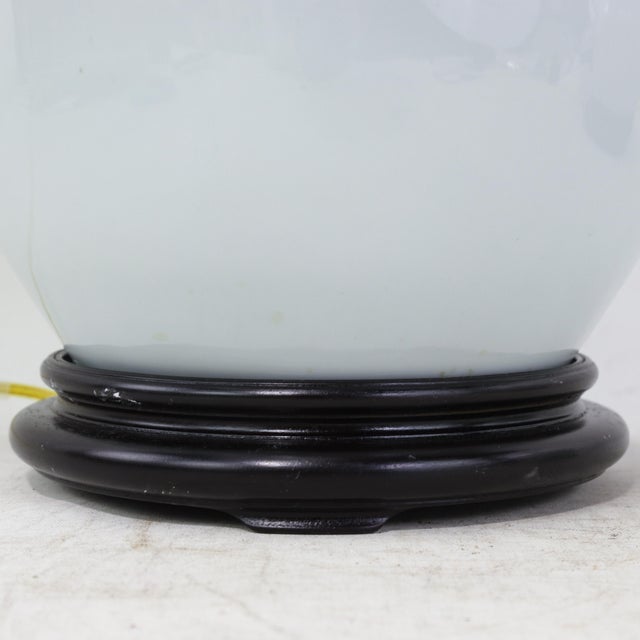 Vintage Blanc De Chine Porcelain Table Lamps Monochrome Round Vases on Wood Bases - a Pair For Sale - Image 13 of 15