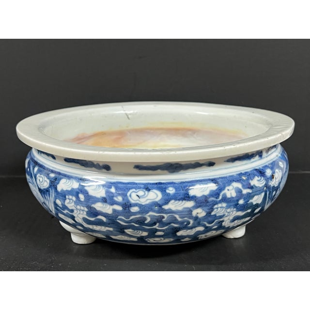 Chinese Art Poprcelain Blue and White Incense Burner Clouds and Birds Design For Sale In New York - Image 6 of 14
