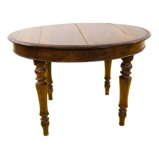 Round Wood Table with Turned Legs For Sale