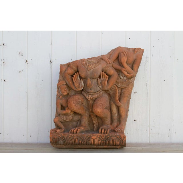 Asian Large Antique Thai Terracotta Mythical Statue For Sale - Image 3 of 11