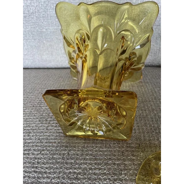 Yellow Glass Luxval Flower Serving Plate, 1930s For Sale - Image 4 of 7