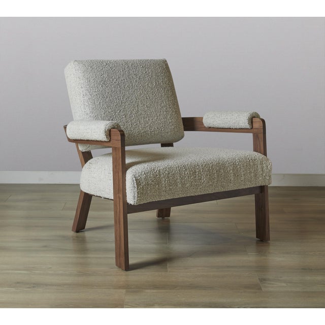 Not Yet Made - Made To Order One For Victory Walnut & Boucle Sculptural Lounge Chair For Sale - Image 5 of 7