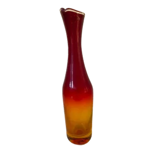 Vintage Blenko Swung Bud Vase, Tangerine, 1970s