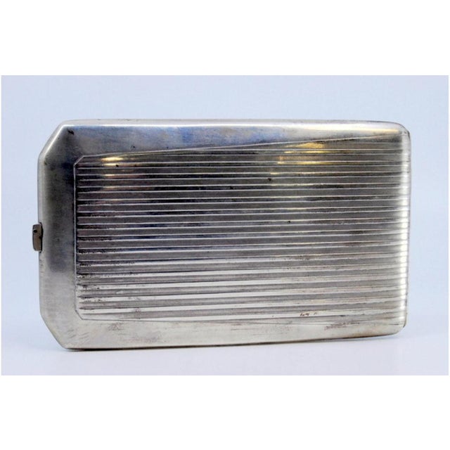 Silver Cigarette Case with Bands For Sale - Image 3 of 8