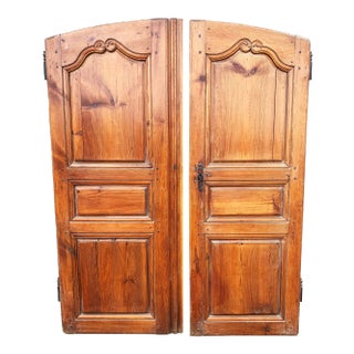 18th C Antique French Pine Armoire Doors - A Pair For Sale