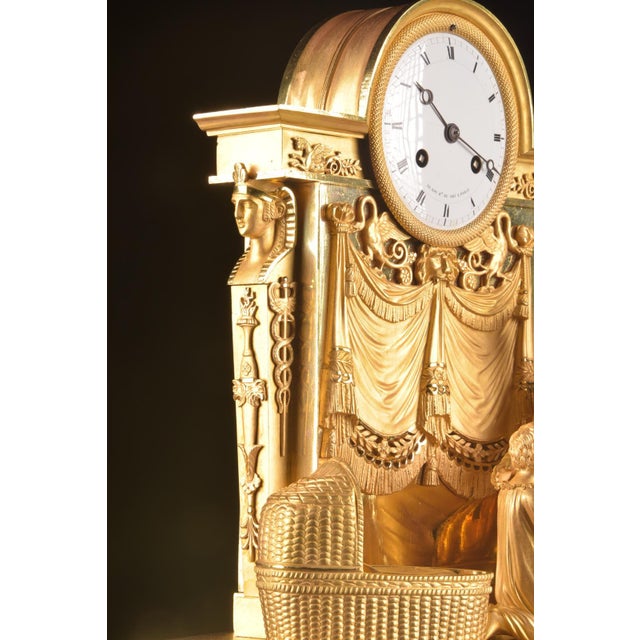 c.1820 Reiche Empire Gilt Ormolu Bronze Clock For Sale - Image 14 of 18