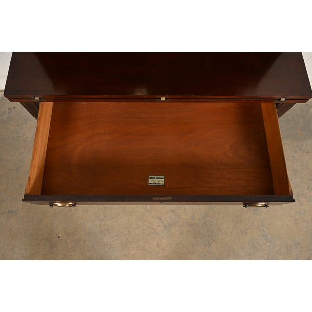 Baker Furniture Style Hepplewhite Mahogany Secretary Desk With Bookcase Hutch, Circa 1920s For Sale - Image 9 of 16