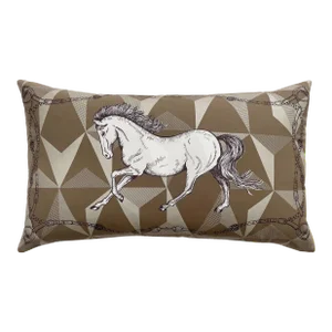 Noble Horse Equestrian Chic Decorative Lumbar Pillow, Taupe