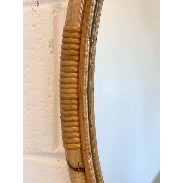 Mid-Century Modern Oval Bamboo Mirror, 1970s For Sale - Image 3 of 7