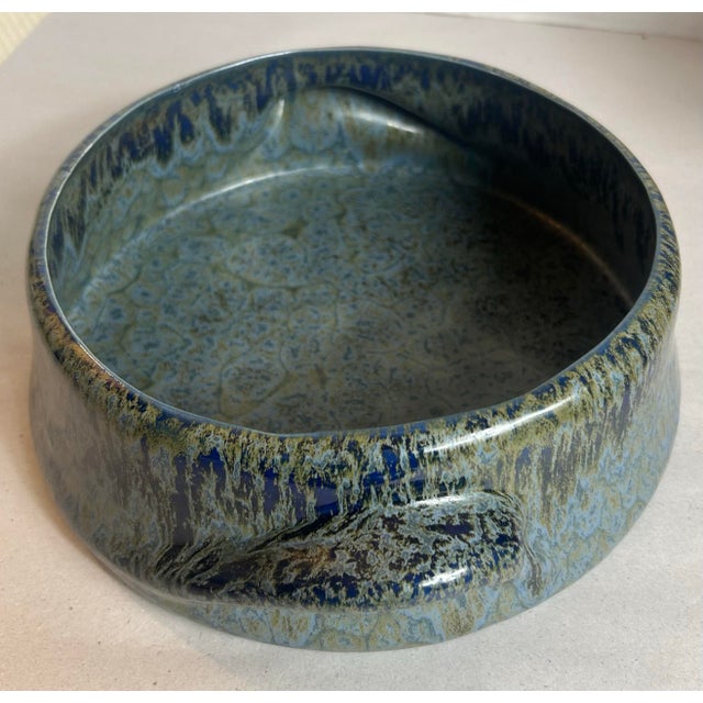 1970s Vintage Artisan Drip Glaze Pottery Doug Wylie Original Clayfish Design Whale Themed Casserole Dish For Sale - Image 5 of 12