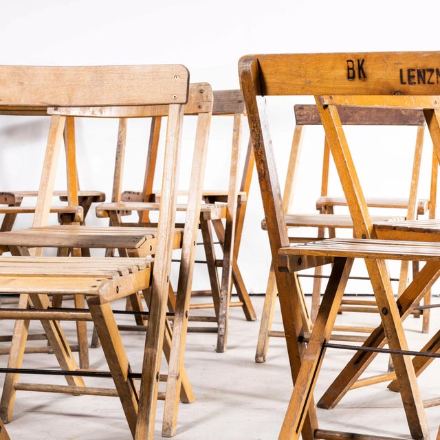Vintage Beech Folding Chairs, 1960s, Set of 13 For Sale - Image 4 of 11