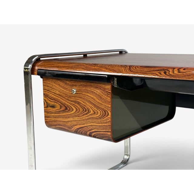 Peter Protzman, Unique Writing Desk, Zebrawood, Chrome, Usa, 1970s For Sale - Image 9 of 15