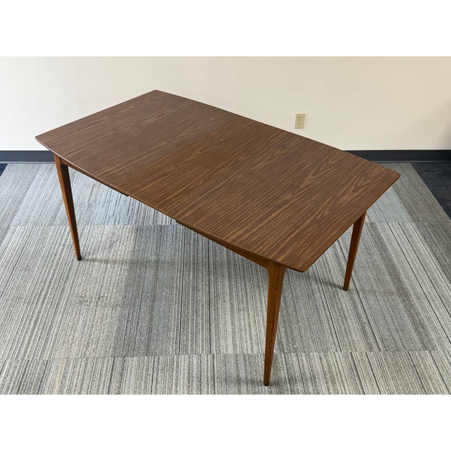Keller Furniture Mid-Century Modern Dining Table With Two Extensions ~ Seats Up to 6 For Sale - Image 4 of 8