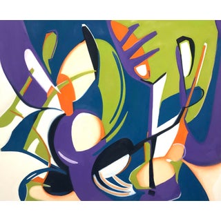 Secrets of the Peaceful Atom by Amy Hutcheson | Oil on canvas Abstract composition with vibrant colors. For Sale