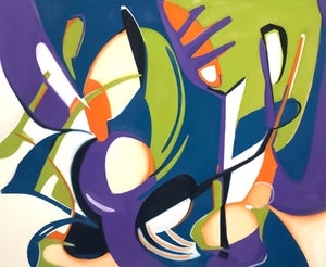Secrets of the Peaceful Atom by Amy Hutcheson | Oil on canvas Abstract composition with vibrant colors.