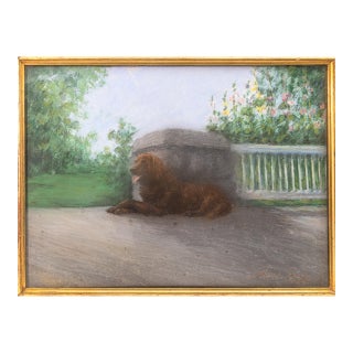 Maud Alice Earl (1863–1943) - Untitled (Dog) Signed Pastel Illustration Framed For Sale