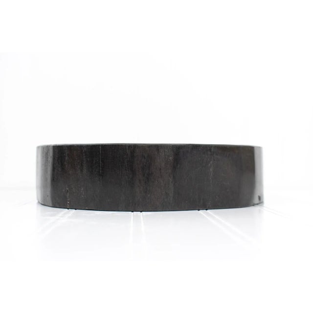 Mid-Century Modern Petrified Carved & Polished Black Wood Bowl For Sale - Image 3 of 12
