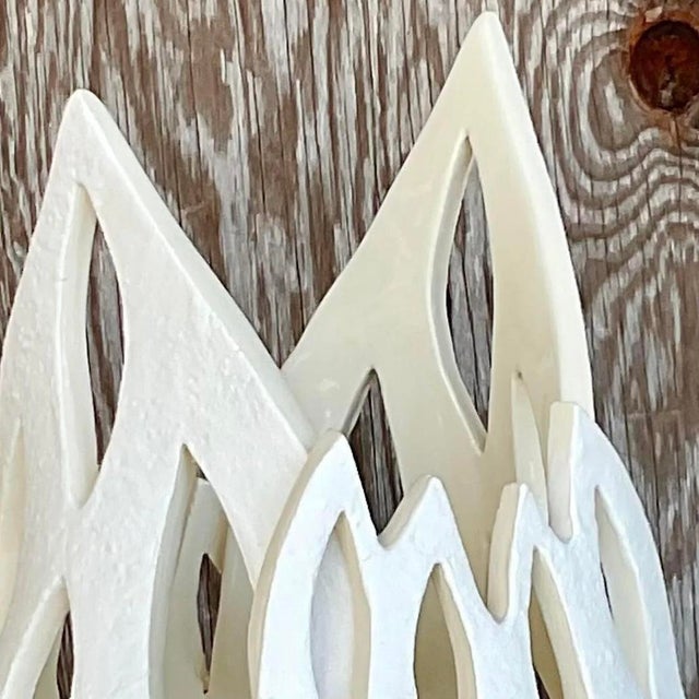 Vintage Signed Modernist White Ceramic Flame Cachepot For Sale - Image 14 of 14