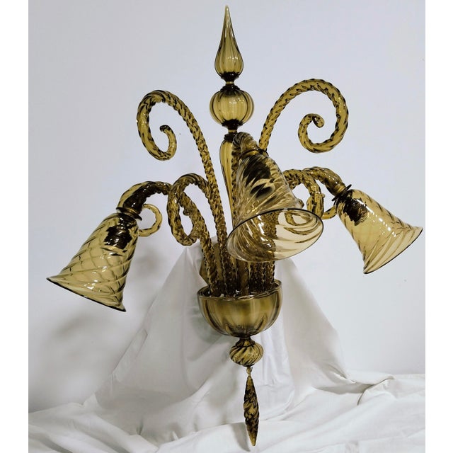 Wall Lights by Ercole Barovier for Barovier & Toso, 1940s, Set of 2 For Sale - Image 3 of 7