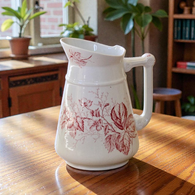 Large Antique Wash Jug in Pink Ironstone from Imperial Bonn, 1865 For Sale - Image 9 of 9