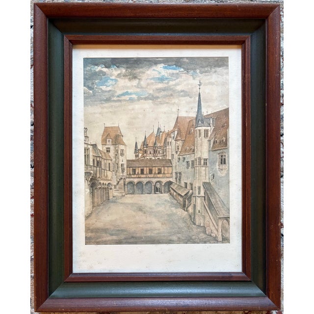 Early 20th Century Print Reproduction of the Famous Watercolor, "Courtyard of the Former Castle in Innsbruck With Clouds" by German Renaissance Artist Albrecht Dürer. For Sale - Image 5 of 10