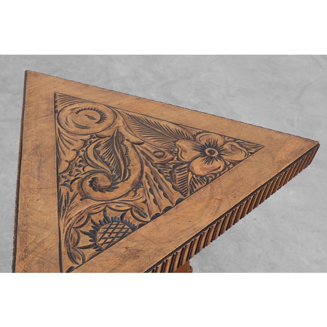 Art Nouveau Triangular Side Table in Carved Wood, 1890s For Sale - Image 5 of 13