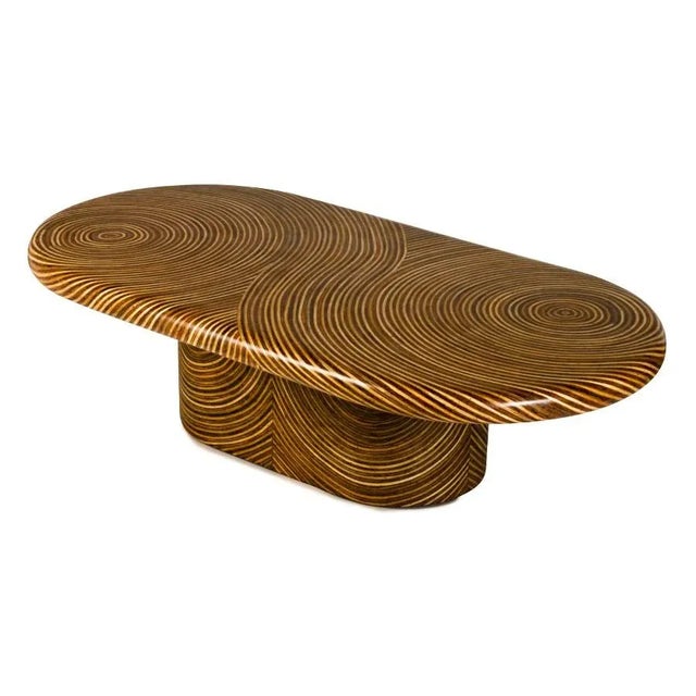 2020s Rattan Ribbon Oval Coffee Table, Light and Medium Brown - Showtime by Oggetti For Sale - Image 5 of 7