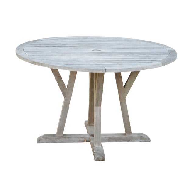 Weather Master Weathered Teak 48 Round Patio Dining Table Chairish